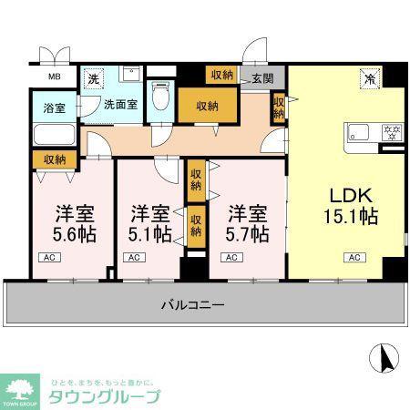 カスタリア西船橋II(3LDK/4階)の間取り写真