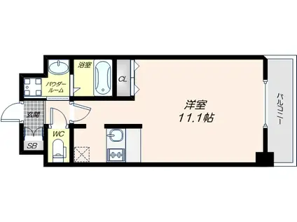 プレサンス上町台夕陽丘(1K/3階)の間取り写真
