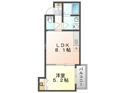 INOVE門真野里サウス(1LDK/2階)の間取り写真