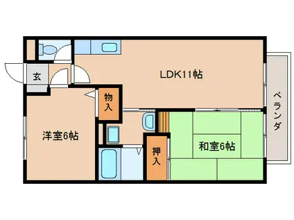 サンクコール朝和B(2LDK/1階)の間取り写真