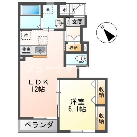 元吉田町アパート(1LDK/1階)の間取り写真
