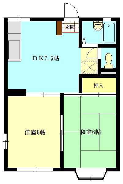 ハイツZC(2DK/1階)の間取り写真