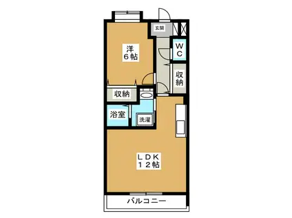 メルベーユ稲川(1LDK/3階)の間取り写真