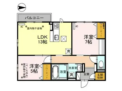 CIELDAGE シエルデイジ(2LDK/1階)の間取り写真
