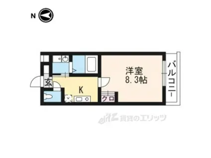 ユイマールⅡ(1K/3階)の間取り写真