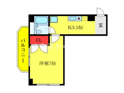 オフィシャルレジデンス(1K/3階)の間取り写真