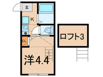 G・Aタウン大口(1K/2階)の間取り写真