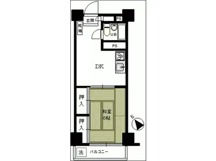 越前堀永谷マンション(1DK/5階)の間取り写真