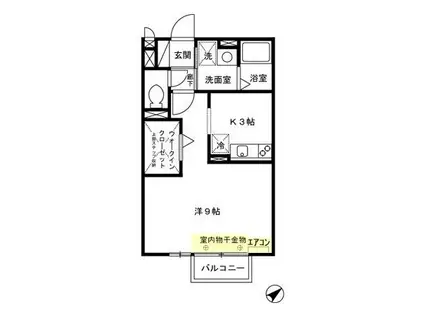 クロスクローバー(1K/2階)の間取り写真