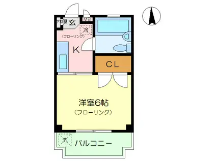 フジコーポ第2(1K/3階)の間取り写真