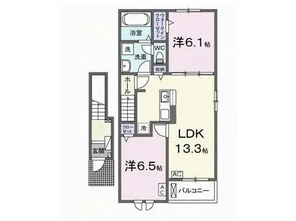 ブランシュ ネージュ イースト(2LDK/2階)の間取り写真