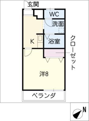ラックス富田(1K/1階)の間取り写真