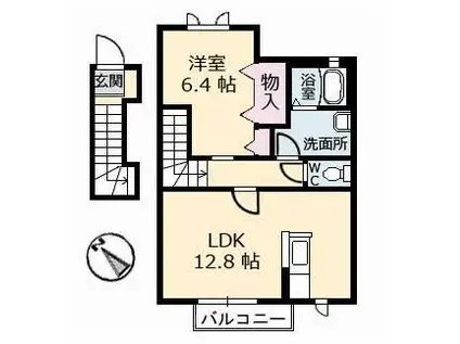 シャーメゾンY(1LDK/2階)の間取り写真