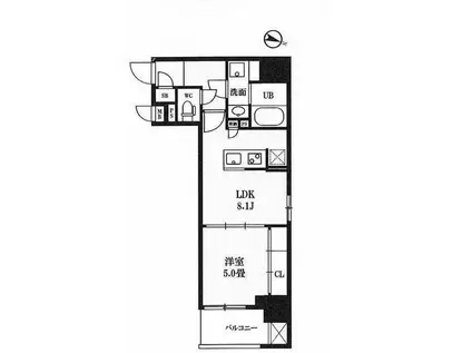 レクシード神田 PEAKS神田(1LDK/8階)の間取り写真