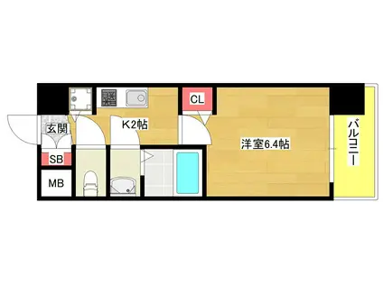 アドバンス大阪グロウス(1K/12階)の間取り写真