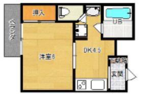 インパレスB(1DK/1階)の間取り写真