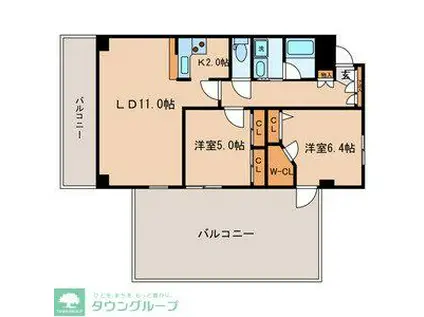 カーサドルチェ(2LDK/6階)の間取り写真