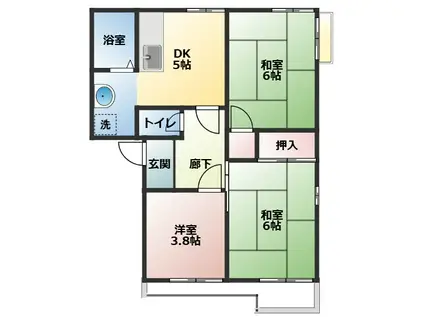 ドミール勝田台(3DK/1階)の間取り写真