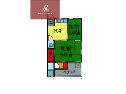 グロースハイツ瓢箪山IV(2K/1階)の間取り写真