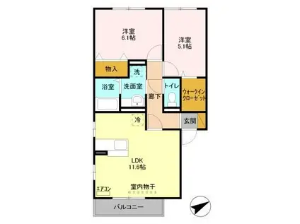 ペンブローク(2LDK/2階)の間取り写真