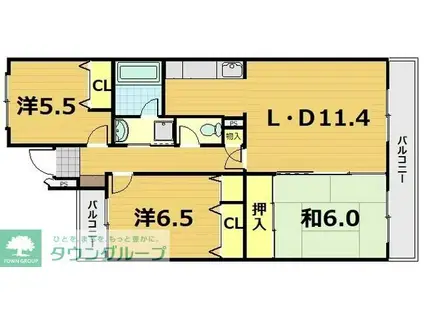 ベルヴィ能見台A棟(3LDK/2階)の間取り写真