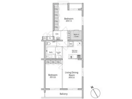 六本木BLESS(2LDK/3階)の間取り写真