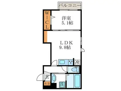 D-ROOM松尾鈴川(1LDK/2階)の間取り写真