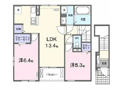 サファイア(2LDK/2階)の間取り写真