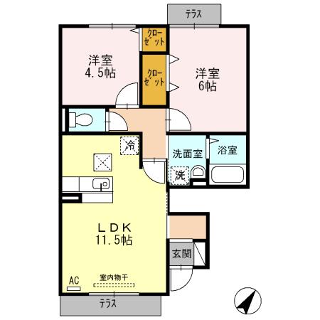 セジュール桜木(2LDK/1階)の間取り写真
