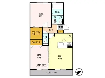 T・S BUILⅢ(2LDK/1階)の間取り写真