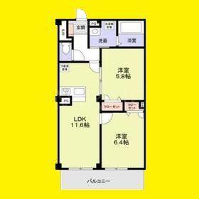 LAPIN湘南(2LDK/4階)の間取り写真