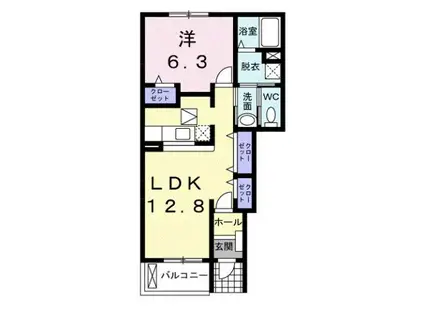 メゾンアンジュ琴塚 B(1LDK/1階)の間取り写真