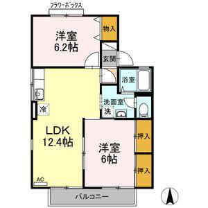 グランシャリオ II棟(2LDK/1階)の間取り写真