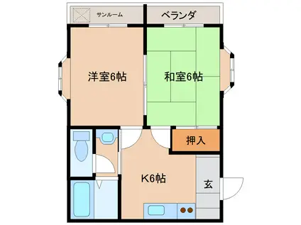 グランコート上袋(2K/2階)の間取り写真