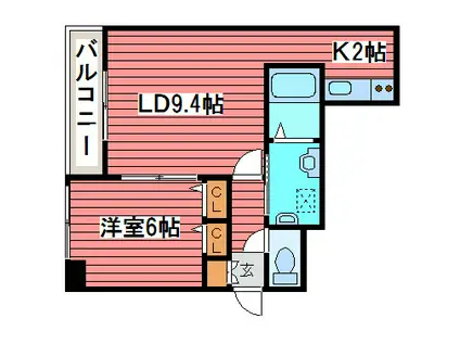 コーモド月寒東(1LDK/7階)の間取り写真