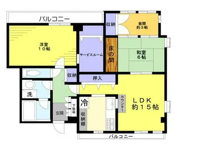 グラスロードII A(2LDK/2階)の間取り写真