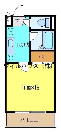 アネックス2号館(1K/3階)の間取り写真