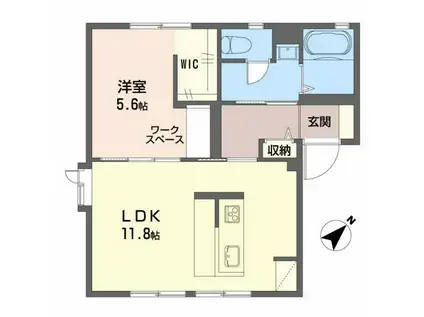 シャローグレイス(1LDK/1階)の間取り写真