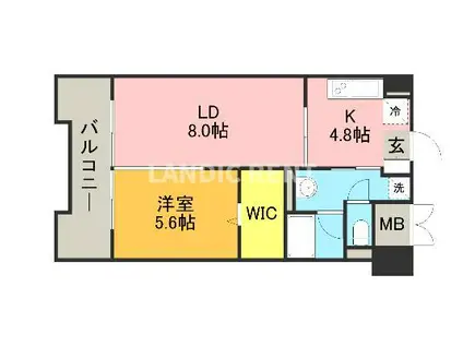 キルンズ高取(1LDK/10階)の間取り写真