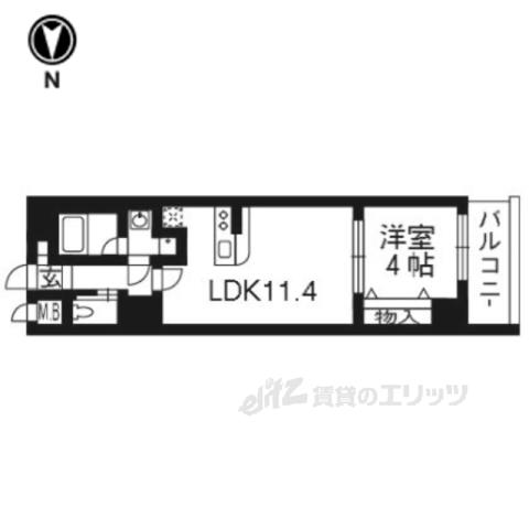 アスヴェル京都東堀川(1LDK/2階)の間取り写真