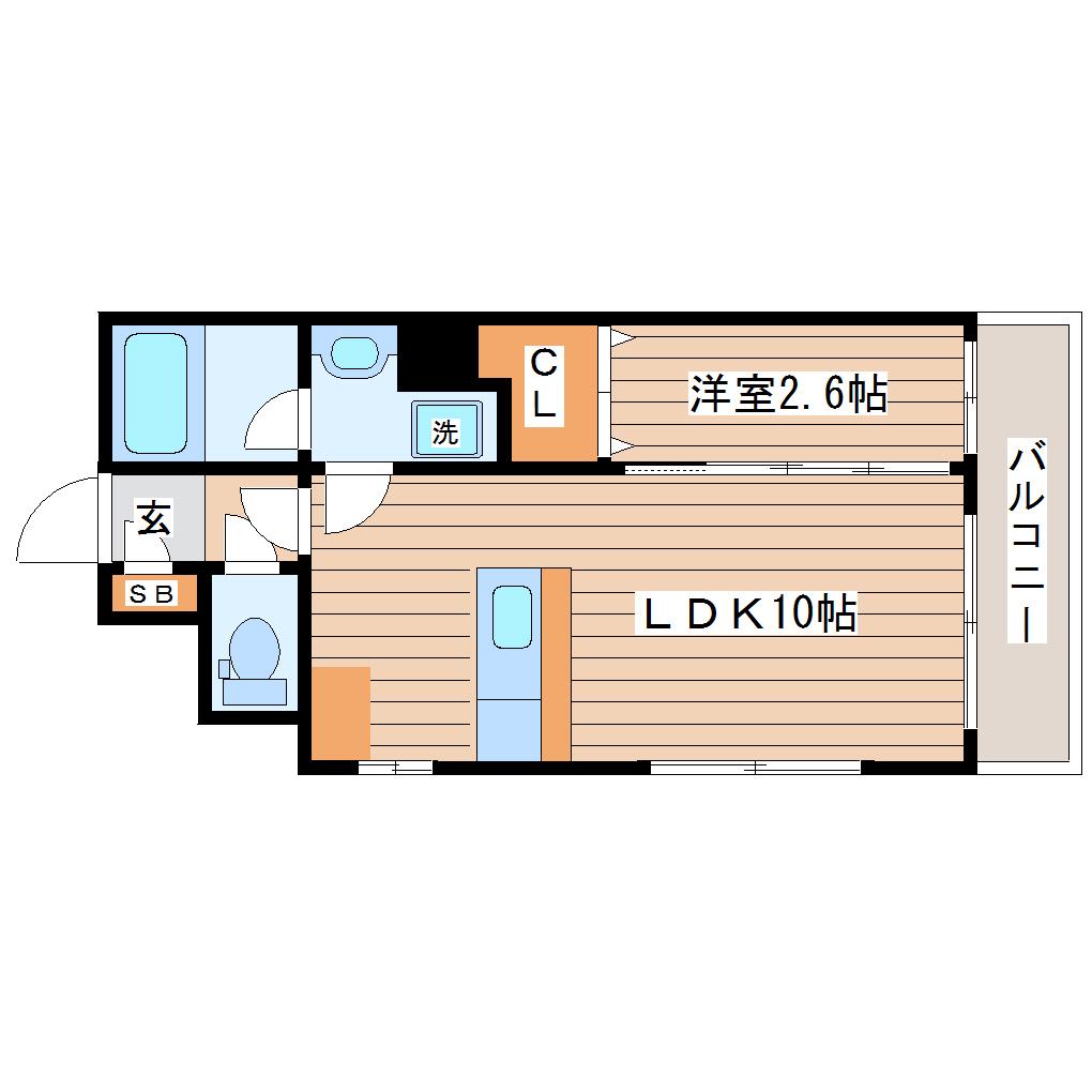 サンシャイン太子堂(1LDK/2階)の間取り写真