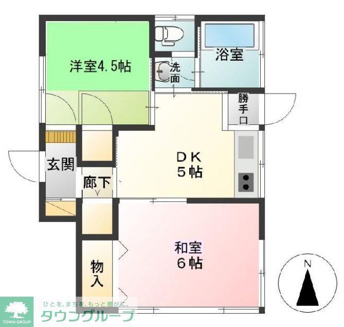 三和荘(2DK/2階)の間取り写真