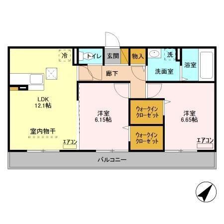 エスペランサAB(2LDK/1階)の間取り写真