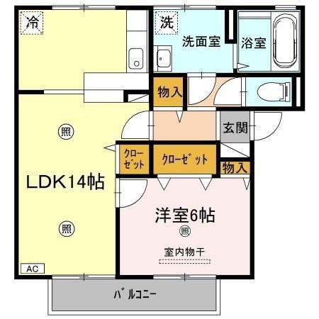 サンライズ岡南(1LDK/2階)の間取り写真
