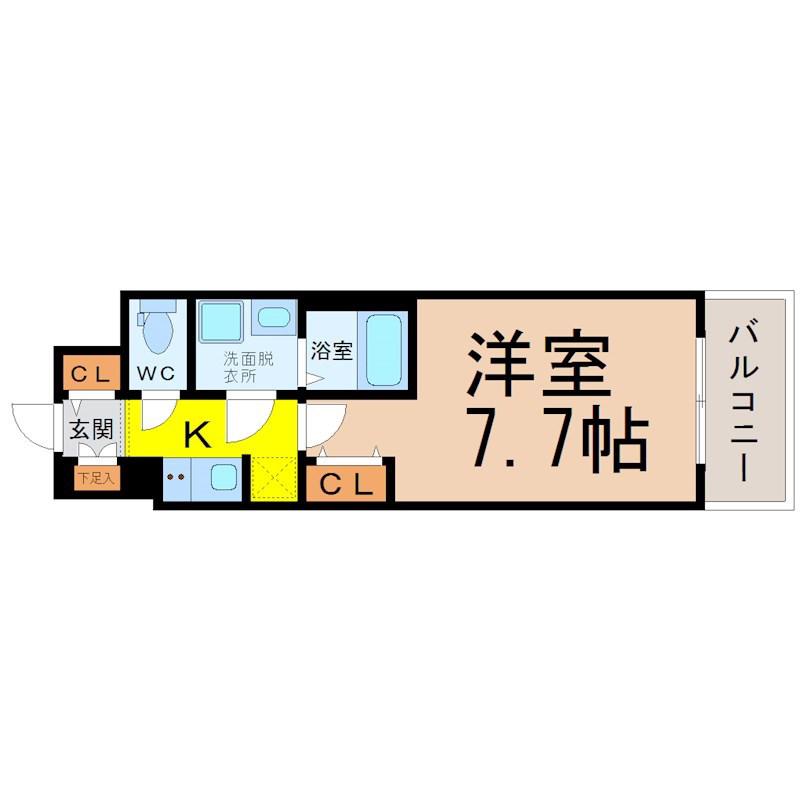 S-RESIDENCE堀田ノース II(1K/2階)の間取り写真