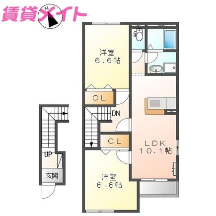 グレイスビラ・桜島(2LDK/2階)の間取り写真