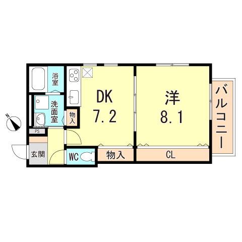 ラフィール西明石(1DK/1階)の間取り写真