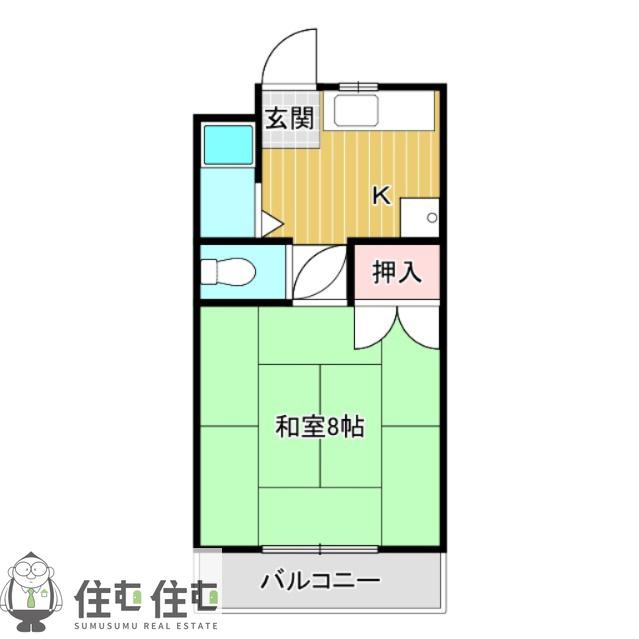 ハイツKTY II(1K/2階)の間取り写真