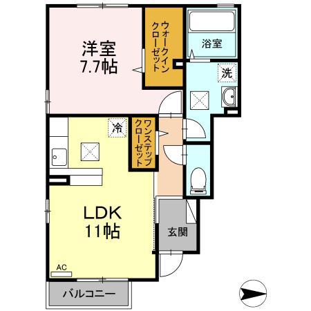 マノワール島田(1LDK/1階)の間取り写真