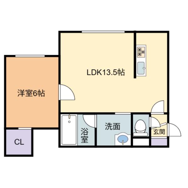 ラポールA(1LDK/1階)の間取り写真